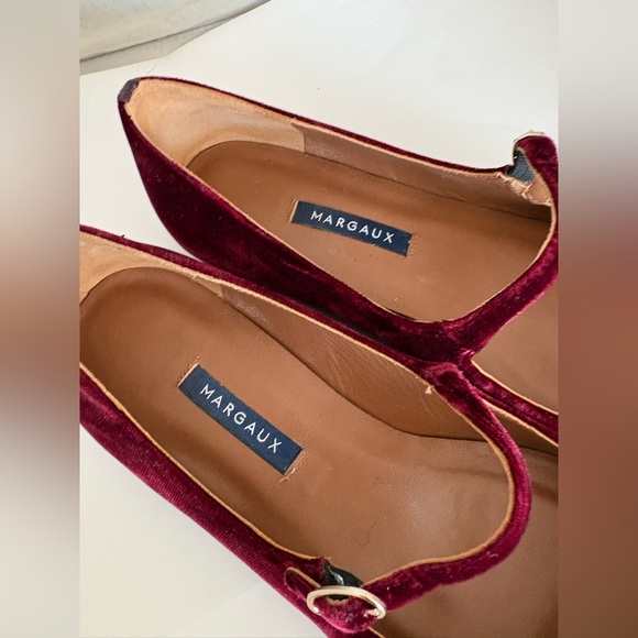Margaux Velvet Mary Jane Flats in Deep Burgundy 9.5 - Picture 3 of 8